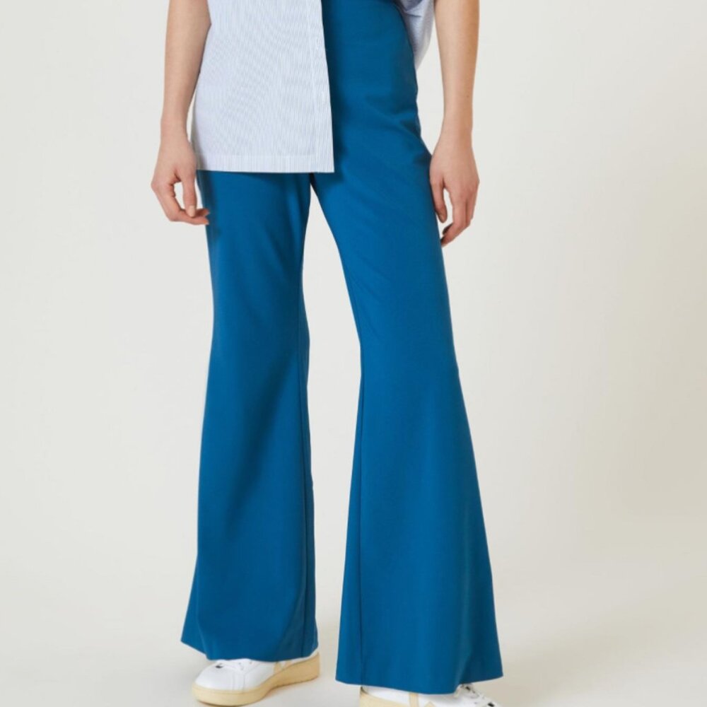 Anthropologie Hutch crepe flair pants turquoise